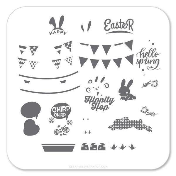 Hippity Easter (CjSH-12), stampingplade, Clear Jelly Stamper